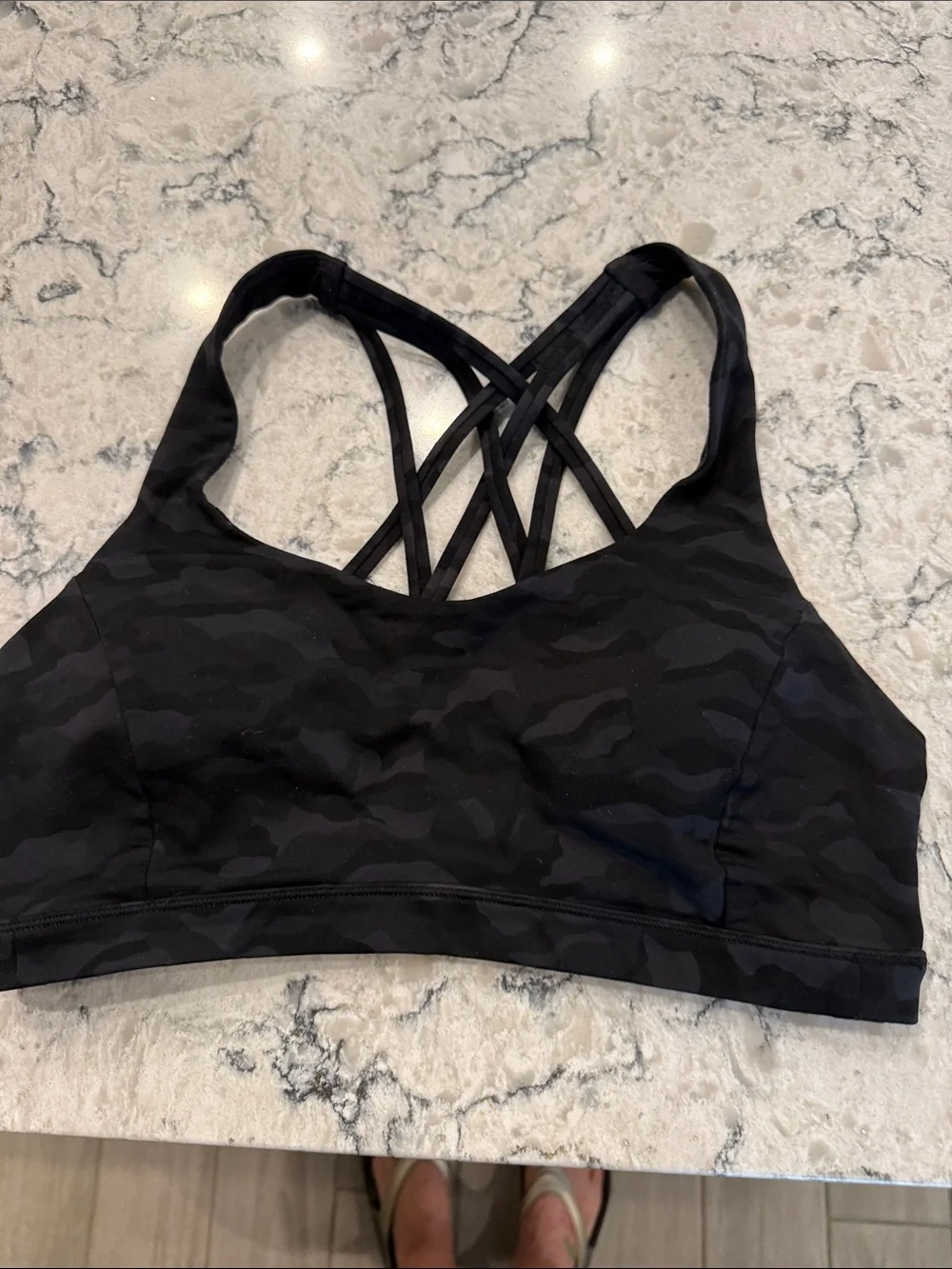 Lulu Women's Black Sports Bras with Strappy 1 Back Camo and 1 Black